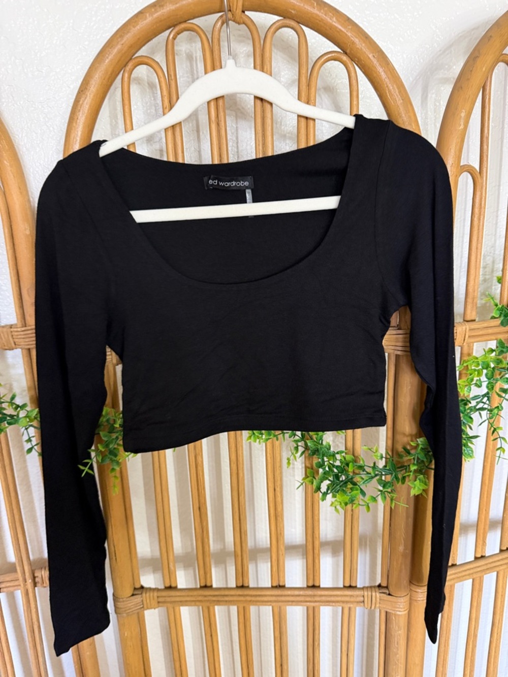 NAKED WARDROBE Black Long-Sleeve Crop Top